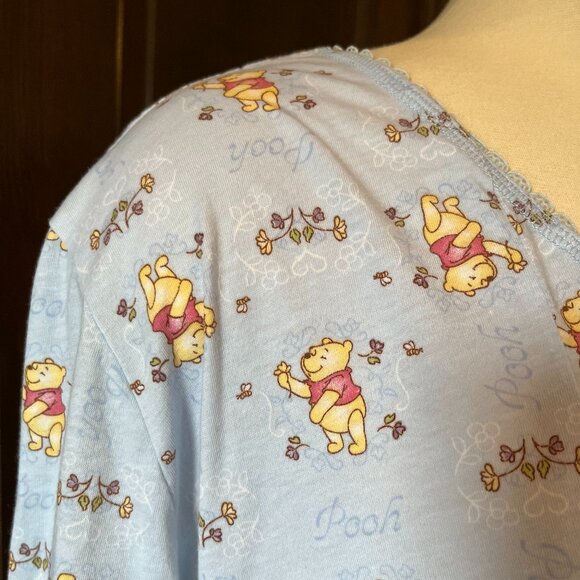 Disney 3X (22W/24W) Winnie the Pooh Long Sleeve Nightgown Light Blue V-Neck - Picture 3 of 9
